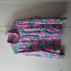 Lilly Pulitzer UPF 50+ Melena popover top, Multi Lil Soiree All Day pattern
